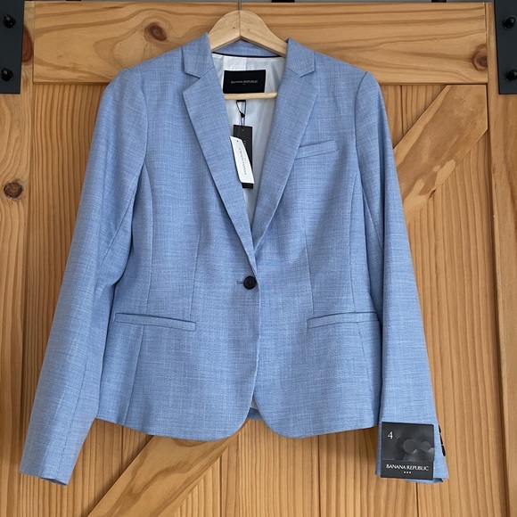 Banana Republic Factory Size 4 Baby Blue Washable Blazer NWT - Picture 12 of 17